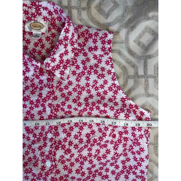 Talbots VTG‎ Pink And White Sleeveless Top Tie At Waist Embroidered Flower 16 - Picture 4 of 7